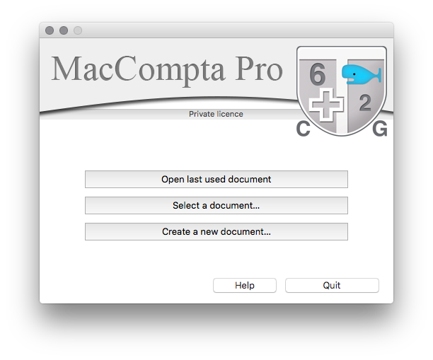 MacCompta Pro - Welcome screen